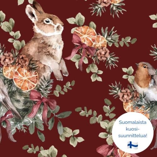 PALA 160cm: Jänön joulu, punaruskea, luomutrikoo