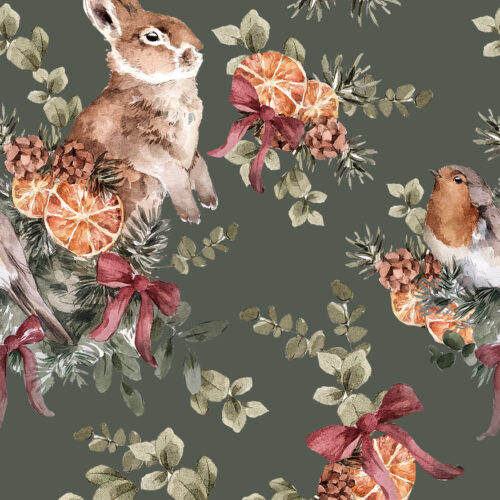 PALA 100cm: Jänön joulu, vihreä, luomutrikoo