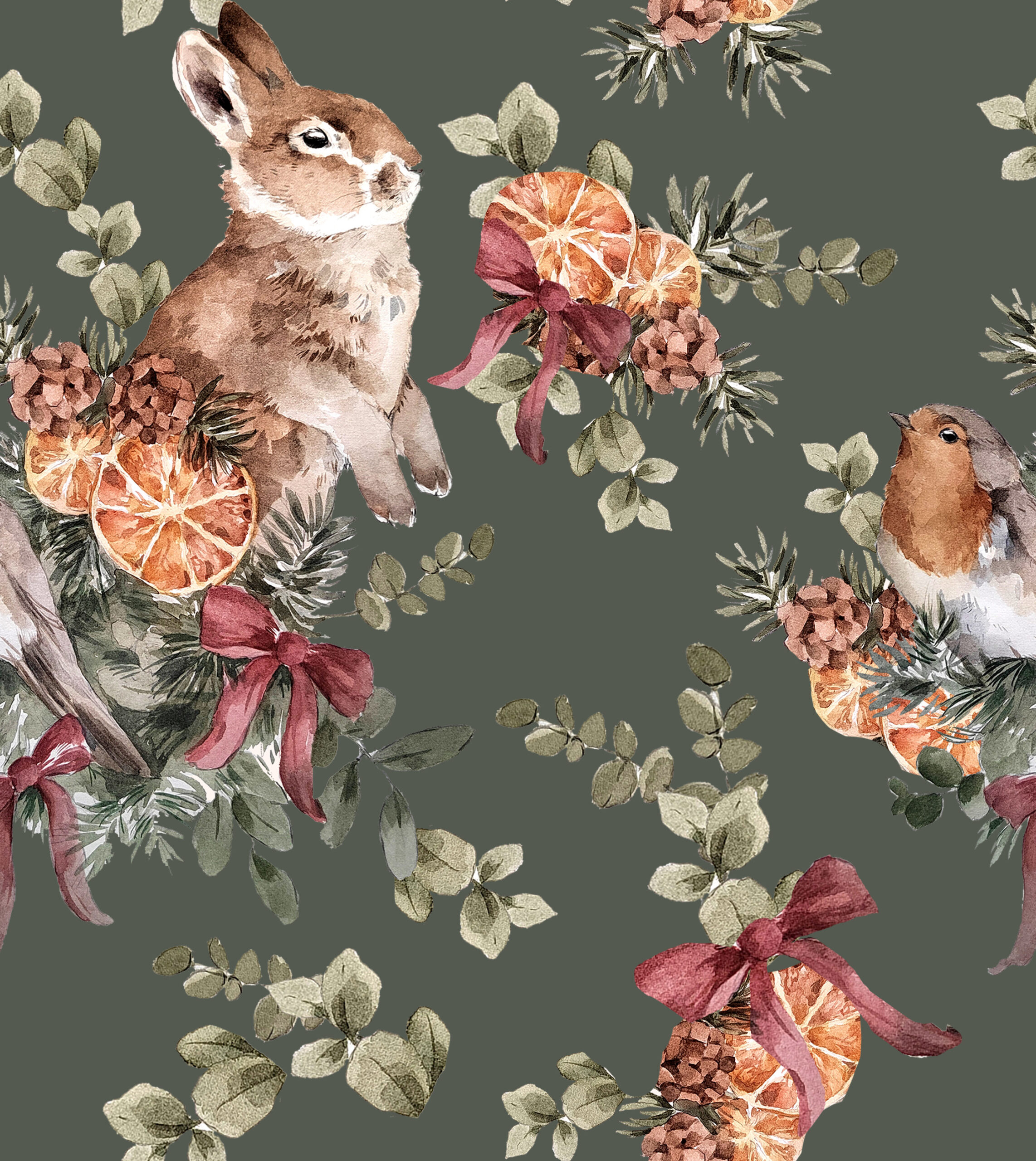 PALA 100cm: Jänön joulu, vihreä, luomutrikoo