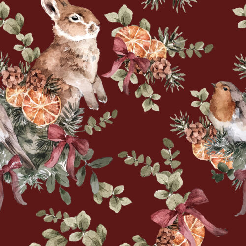 PALA 100cm: Jänön joulu, punainen, luomutrikoo