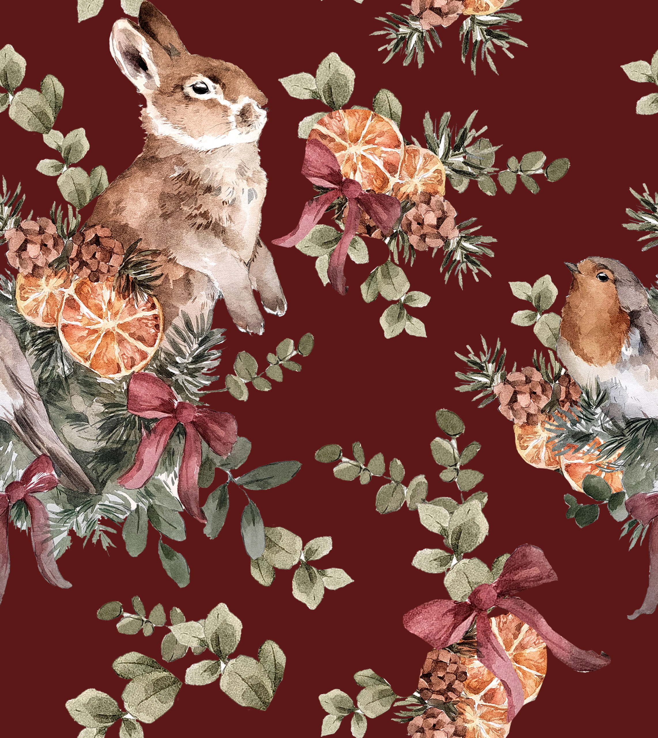 PALA 100cm: Jänön joulu, punainen, luomutrikoo