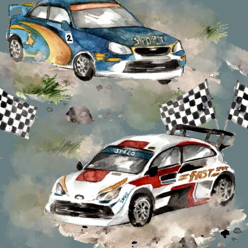 Ralliautot, vanha vihreä, luomutrikoo