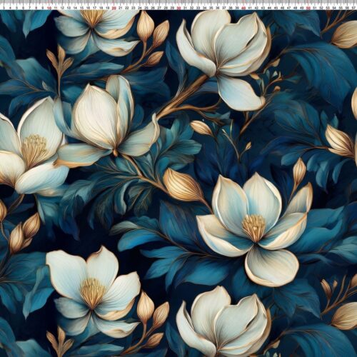 Blue magnolias, joustocollege, extraleveä 180cm