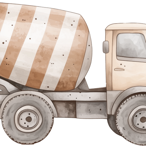 Beigen sävyinen betonimyllyauto-kuvitus silityskuvana.