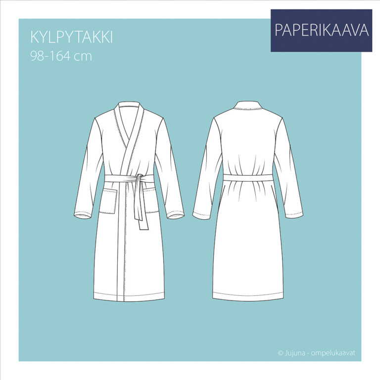 Jujuna: Lasten kylpytakki, 98-164 cm, PAPERIKAAVA