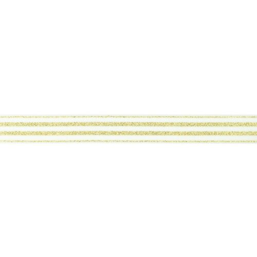 Valkoinen, raidallinen glitterkuminauha 20 mm, kulta