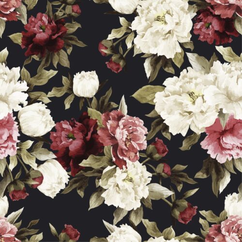 Elegant flowers, musta, luomutrikoo
