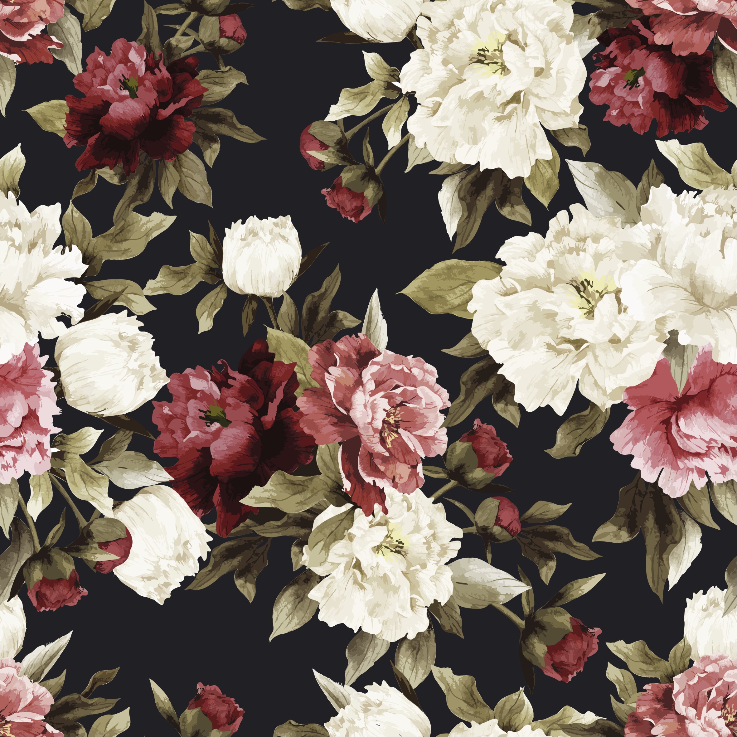 Elegant flowers, musta, luomutrikoo