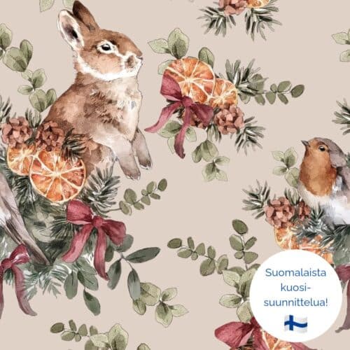 Jänön joulu, beige, luomutrikoo